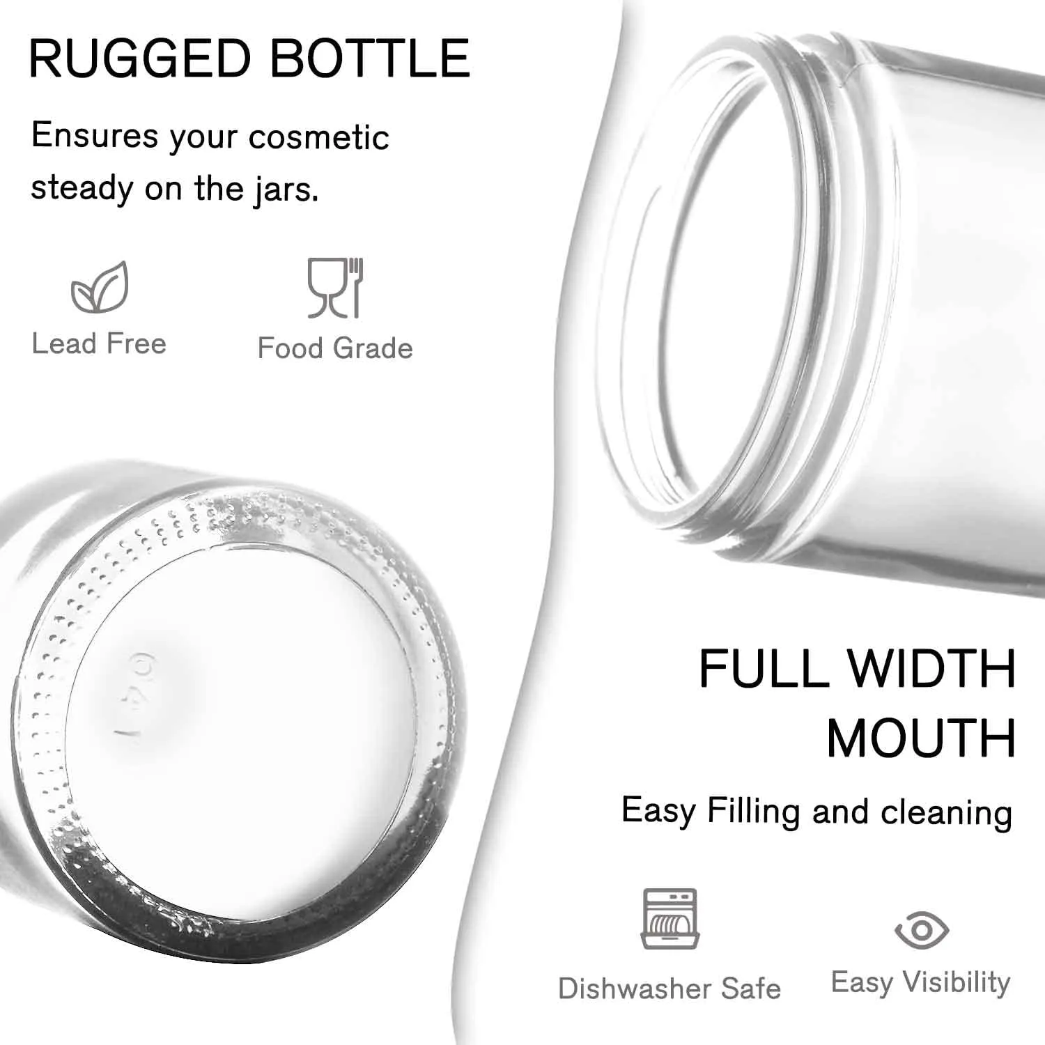 4 oz Glass Jars with Lids, Tecohouse 16 pack Clear Glass Jars with Black Lids & Inner Liners, Mini Travel Sample Containers for Slime, Makeup, Cream, Lotion, Cosmetic