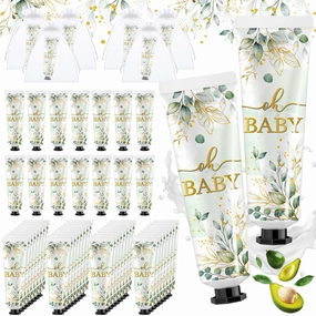 48 Sets Baby Shower Hand Cream Bulk Sage Greenery Baby Shower Favors Bridal Thank You Hand Cream for Guests Travel Size Lotion with Organza Bags