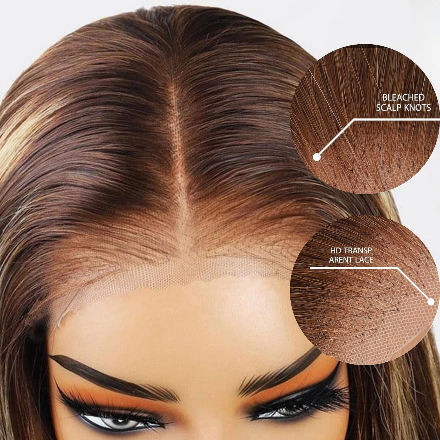 4/27 Glueless Wigs Human Hair Pre Plucked Pre Cut, Highlight Ombre Deep Wave Wigs, 5x5 HD Lace Closure, No Glue Ready to Wear Wig for Women, Soft, Beginners Friendly, 200 Density, 24 Inch
