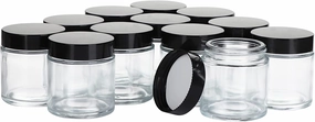 4OZ Glass Jars with Lids, Hoa Kinh Small Glass Jars, 12 Pack Empty Round Canning Storage Jars Containers for Storing Lotions, Powders, and Ointments