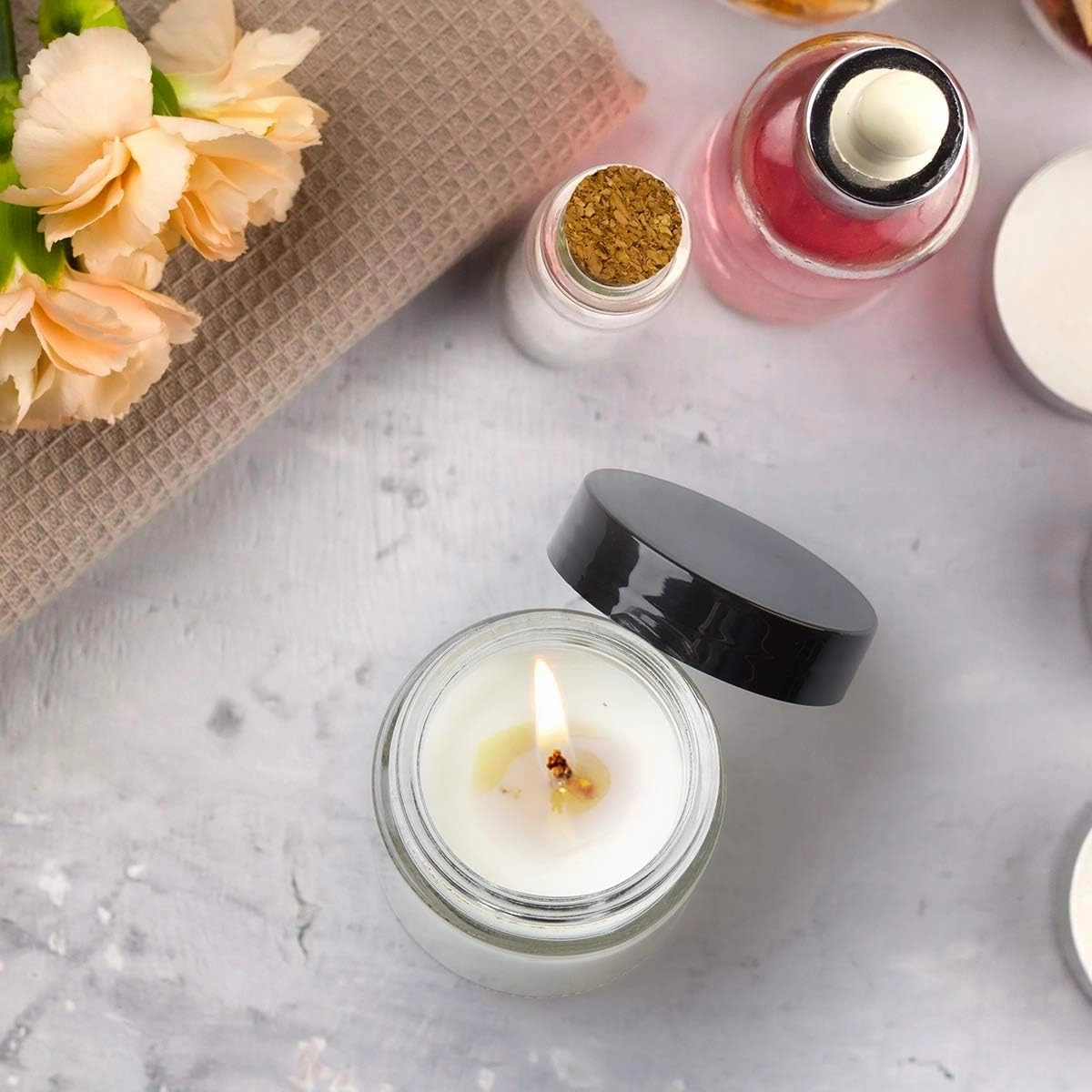 4OZ Glass Jars with Lids, Hoa Kinh Small Glass Jars, 12 Pack Empty Round Canning Storage Jars Containers for Storing Lotions, Powders, and Ointments