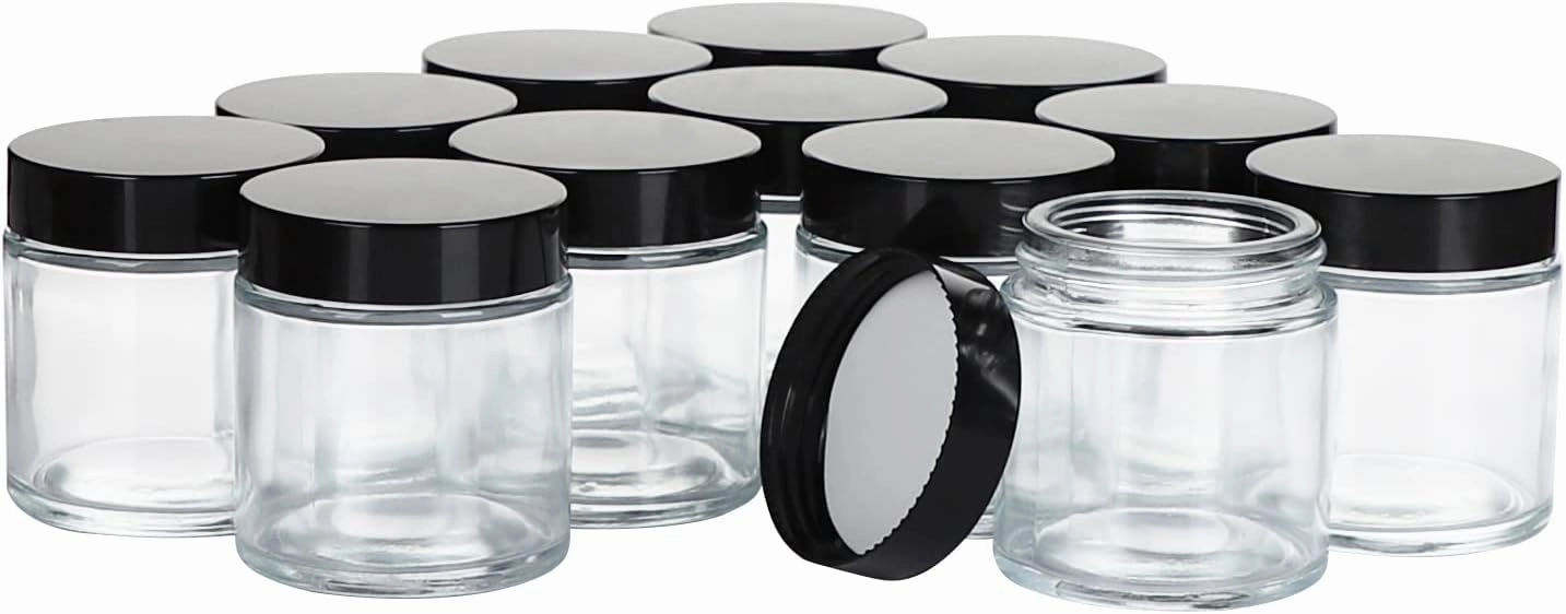 4OZ Glass Jars with Lids, Hoa Kinh Small Glass Jars, 12 Pack Empty Round Canning Storage Jars Containers for Storing Lotions, Powders, and Ointments