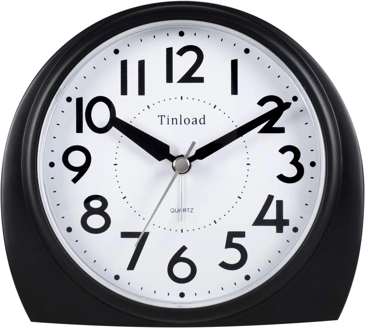 5.5" Extra Large Analog Alarm Clock Silent Non Ticking, Gentle Wake, Beep Sounds, Increasing Volume, Battery Operated Snooze and Manual Light, Easy Set, Black (Best for Elder)