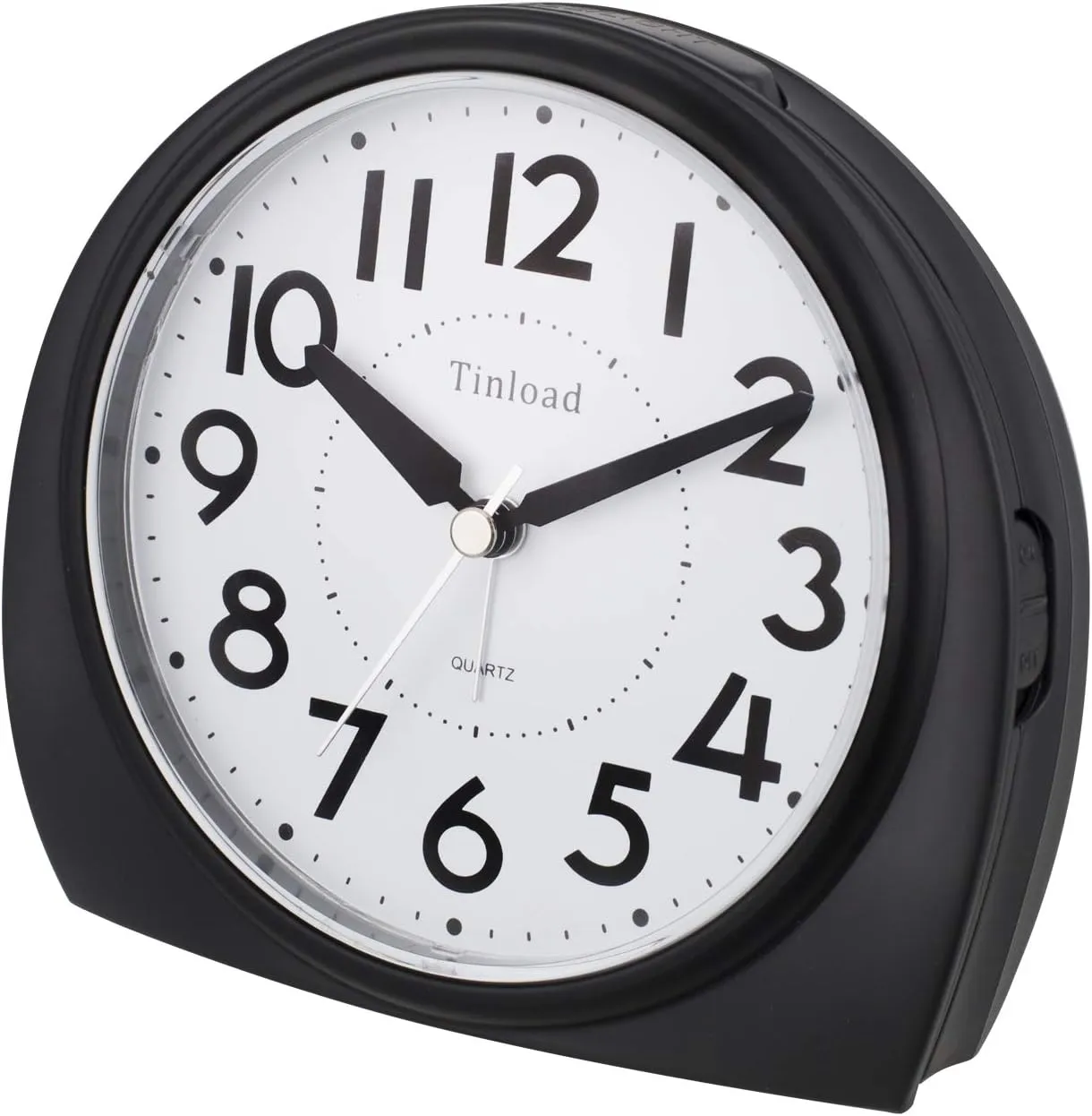 5.5" Extra Large Analog Alarm Clock Silent Non Ticking, Gentle Wake, Beep Sounds, Increasing Volume, Battery Operated Snooze and Manual Light, Easy Set, Black (Best for Elder)