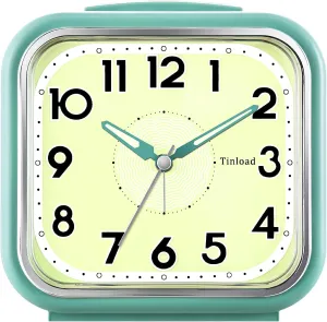 5.5" Extra Large Analog Alarm Clock Silent Non Ticking, Glow in Dark dial, Gentle Wake, Beep Sounds, Increasing Volume, Battery Operated Snooze and Manual Light, Easy Set (Best for Elder)