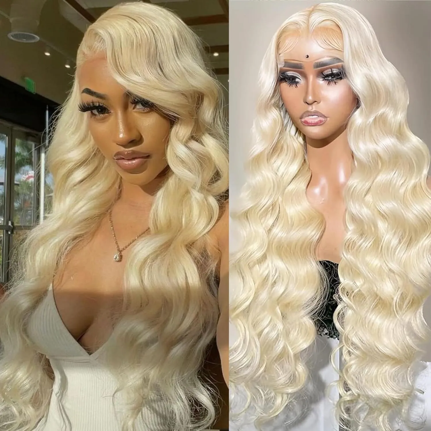 613 Lace Front Wig Human Hair 180 Density 13x4 Body Wave HD Transparent Lace Front Wigs Blonde Wig Glueless Wigs Pre Plucked Pre Cut With Natural Hairline 22 Inch