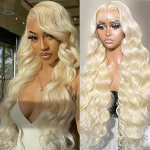 613 Lace Front Wig Human Hair 180 Density 13x4 Body Wave HD Transparent Lace Front Wigs Blonde Wig Glueless Wigs Pre Plucked Pre Cut With Natural Hairline 22 Inch