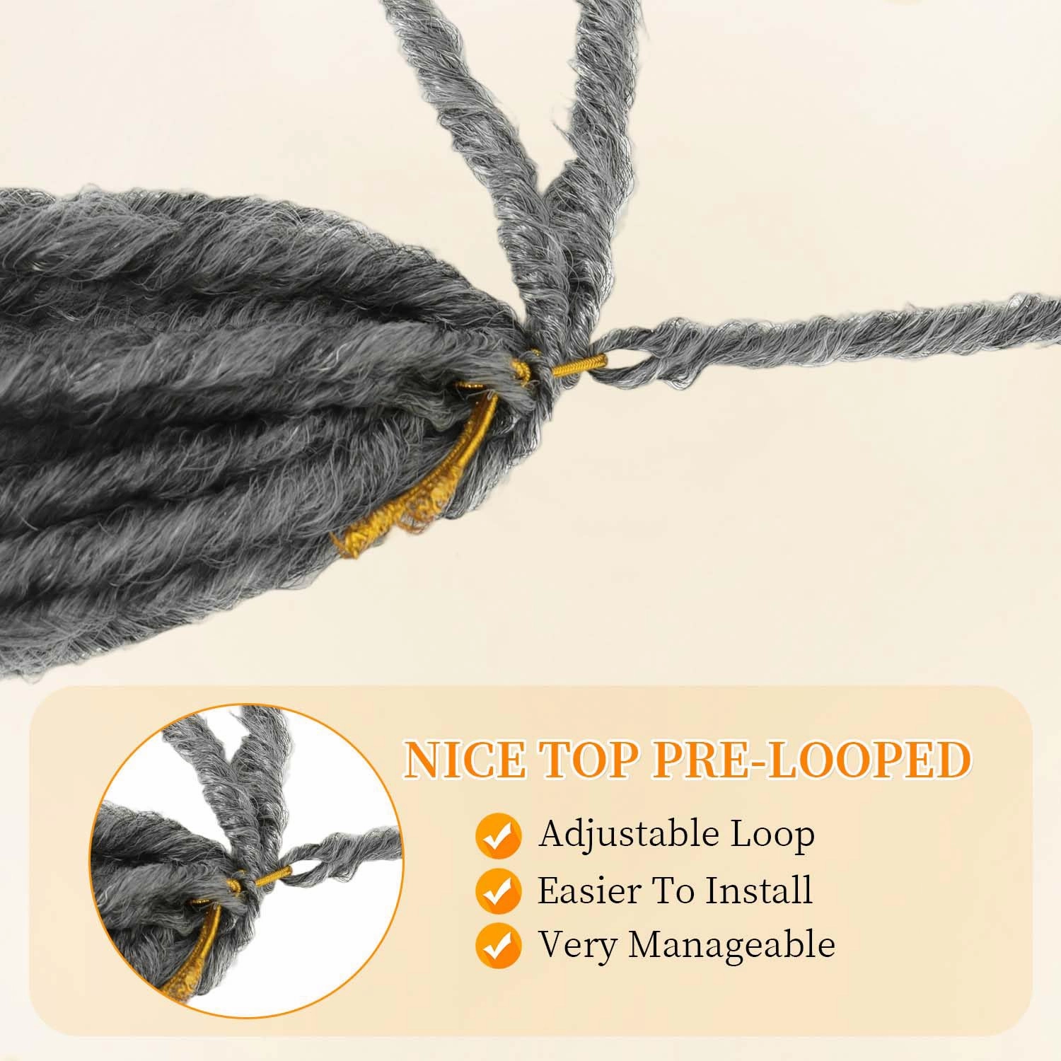 6 Packs Goddess Locs Crochet Hair, 20 Inch Straight Faux Locs Crochet Braids, Pre-Looped Curly Soft Synthetic Ombre Braiding Hair Extensions for Black Women(20 Inch, 6 Packs, 1B/Gray#)