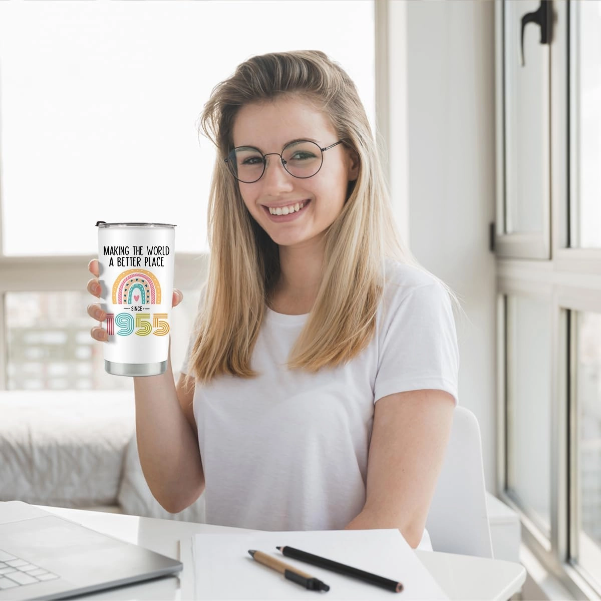 70th Birthday Gifts for Women, 1955 70th Birthday Decorations for Women, 70 Year Old Gift Ideas, Turning 70, 20 oz Stainless Steel Vacuum Insulated Tumblers