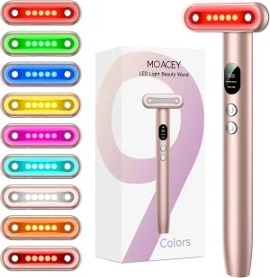 9 in 1 Red-Light-Therapy-Wand-for-Face, Portable Face Massager Tool, Microcurrent and Vibration True Beauty Glow Facial Massager Skincare Rejuvenation Tool for Women at Home