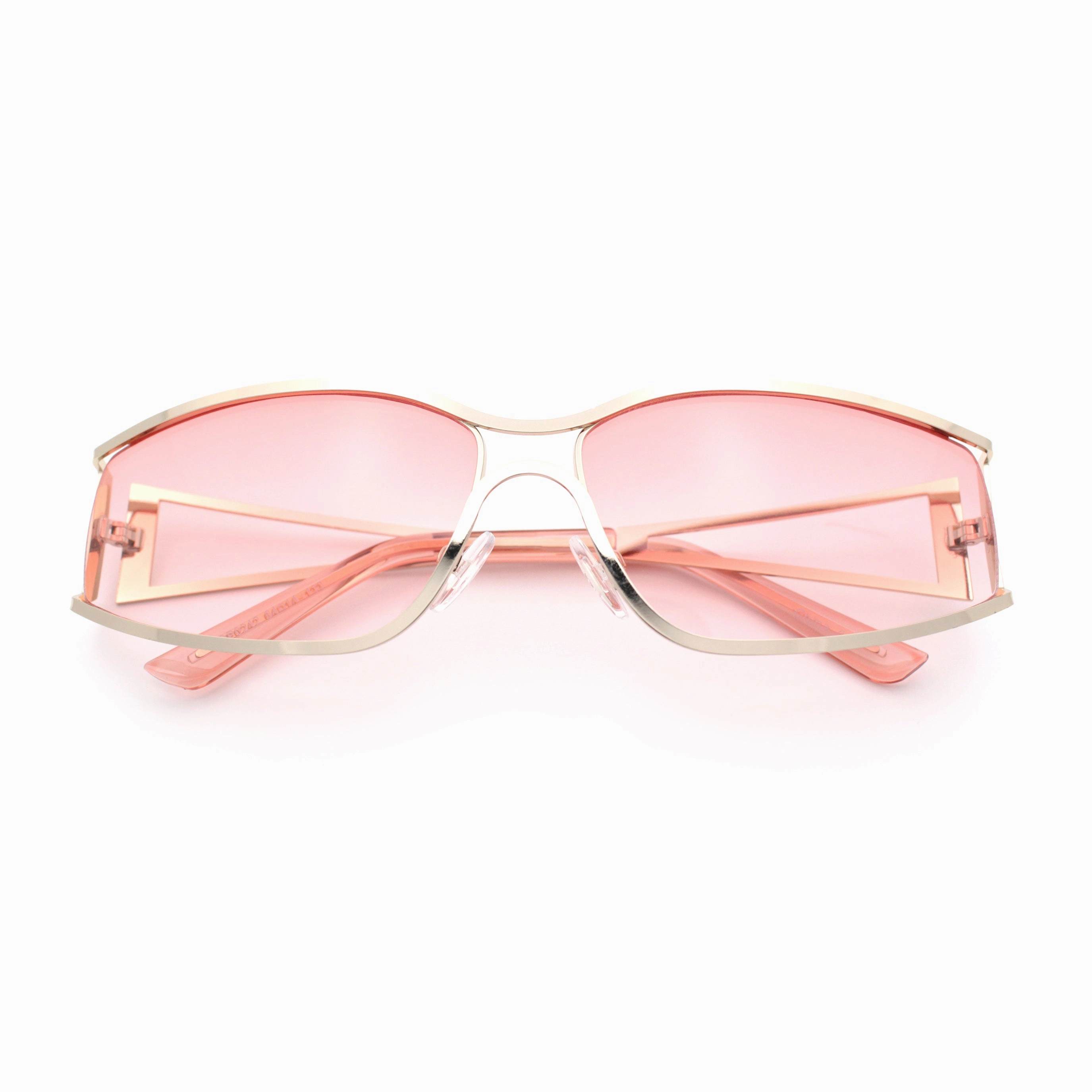 90s Styling Retro Fashion Wrap Around Metal Rim Rectangular Sunglasses