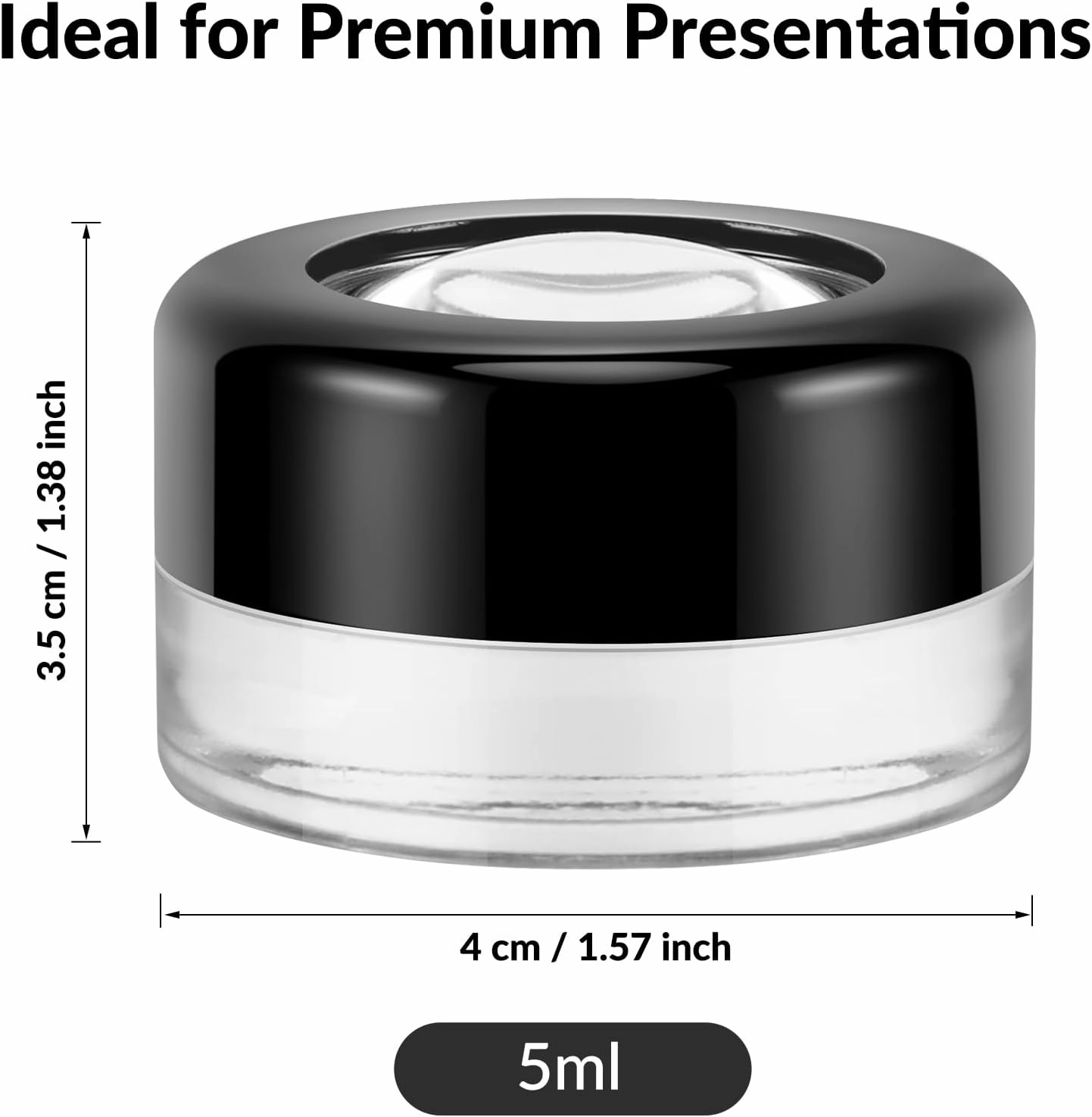 (24 Packs) Green Nexus 5g/5ml Glass Jars with Magnifying Lid for Lip Balm, Lotion, Oil, Cream, Makeup, Cosmetics - Ideal for Retail Display, Travel, Sample Jars