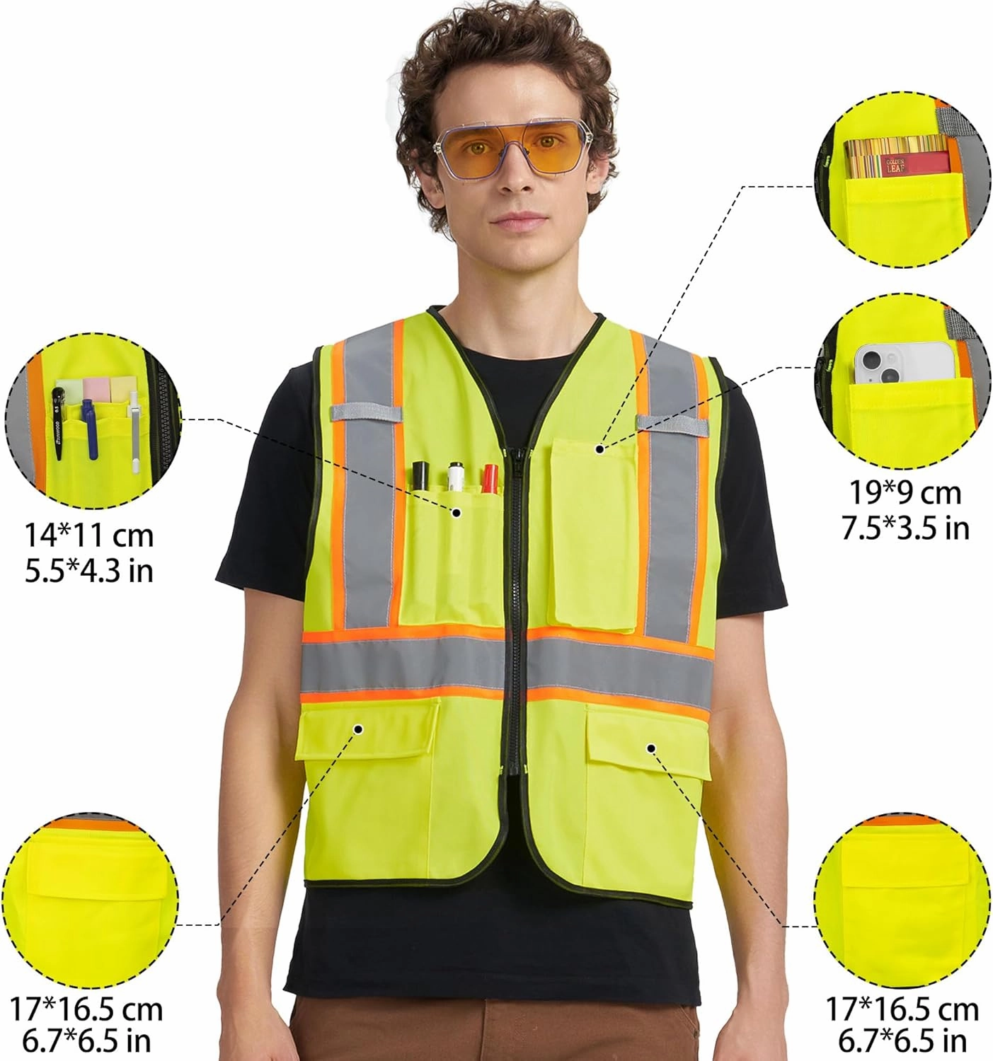 A-KSAFETY High Visibility Security Vest for Security Guards, Safety Workers, Construction & Men's Work