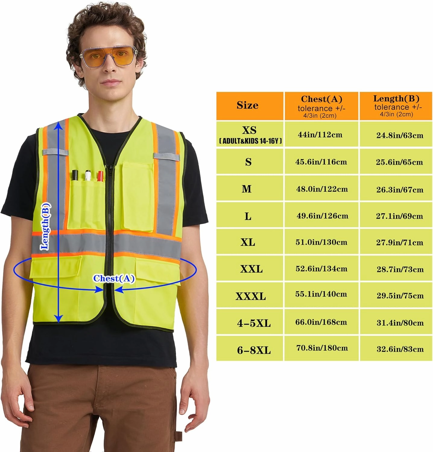 A-KSAFETY High Visibility Security Vest for Security Guards, Safety Workers, Construction & Men's Work