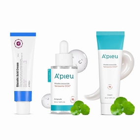 A'PIEU Madecassoside Tetrasome Cica Face Serum 1.69 Fl oz & Cream 1.69 fl oz   Glycolic Acid Cream, 1.69 fl oz - Enhanced Skin Barrier, Calming Effects - Centella Asiatica, Asiaticoside, Asiatic Acid