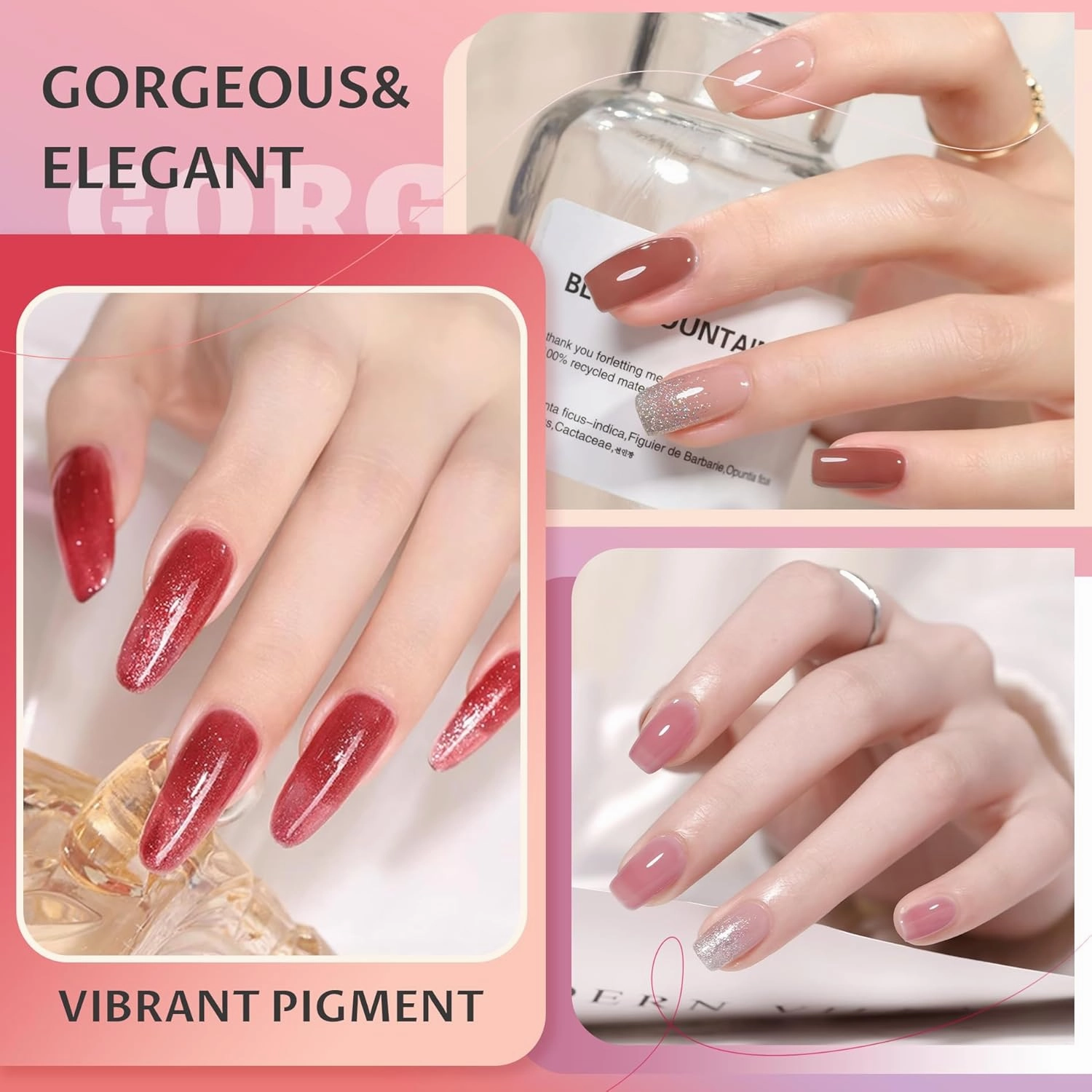 ABAC Solid Jelly Gel Polish Set-24 Colors Hema Free w/Dual Brush - Neutral Nude Pink & Rich Red Brown Shades,Long-Lasting Gel Polish Kit(Salon-Quality & Hypoallergenic)