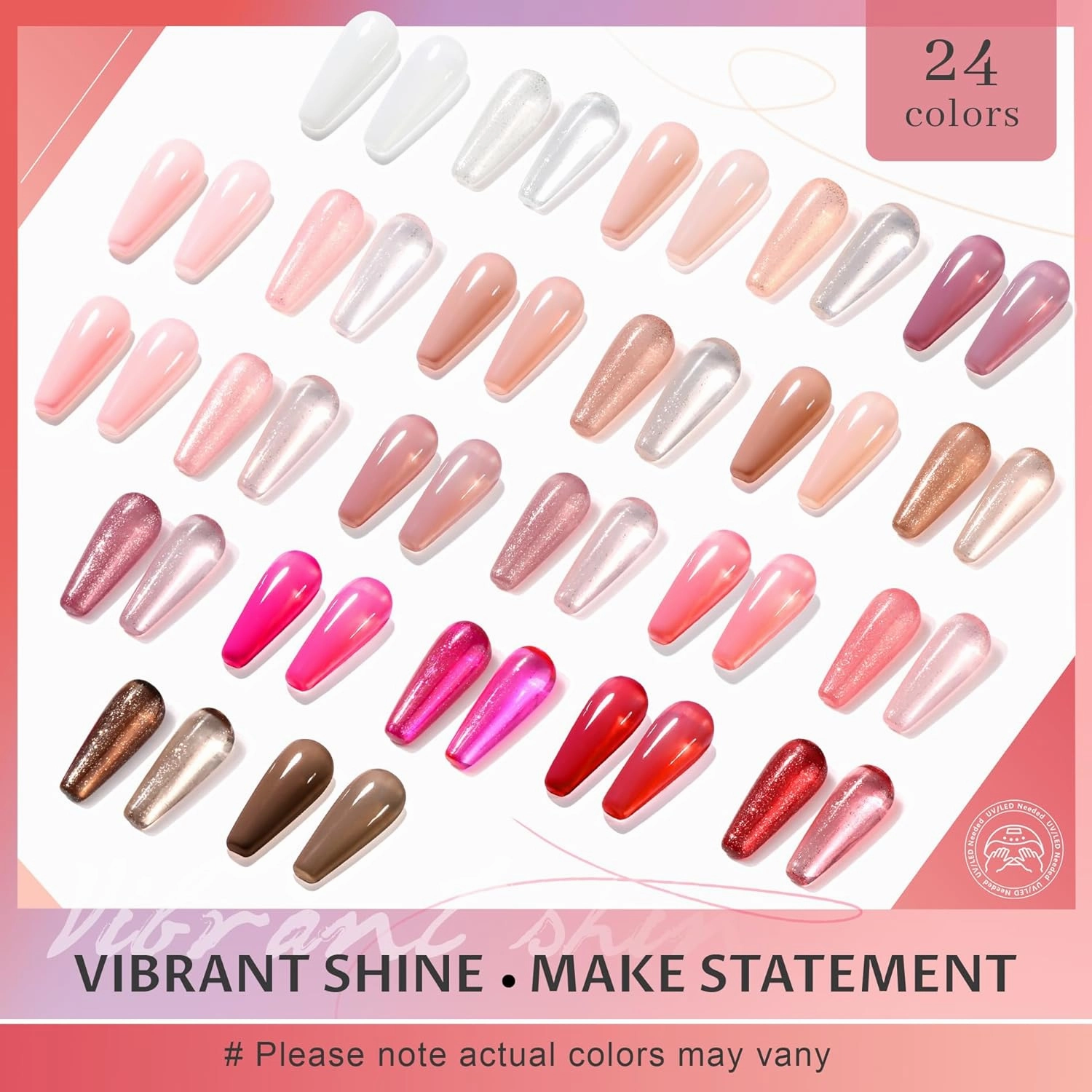 ABAC Solid Jelly Gel Polish Set-24 Colors Hema Free w/Dual Brush - Neutral Nude Pink & Rich Red Brown Shades,Long-Lasting Gel Polish Kit(Salon-Quality & Hypoallergenic)