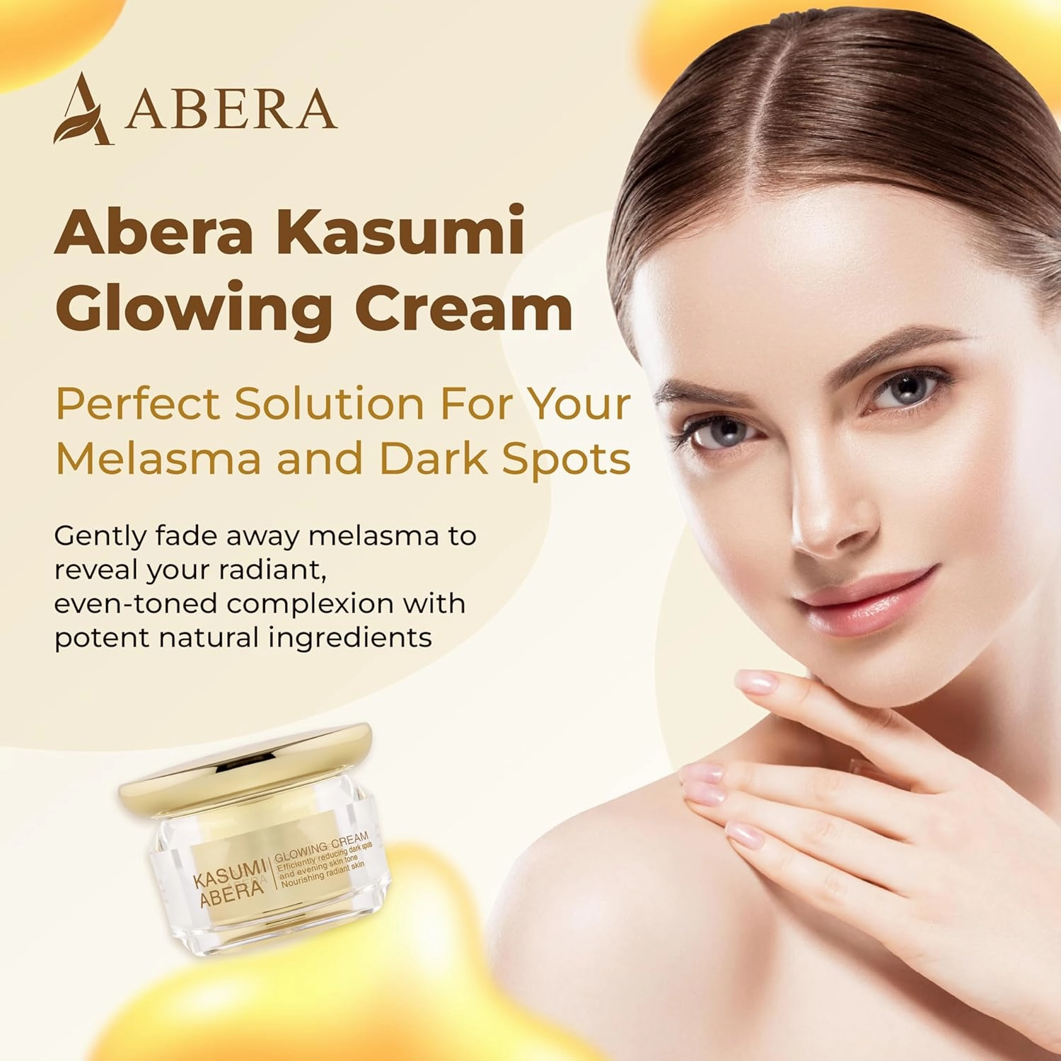 ABERA Kasumi Glowing Cream, Melasma Treatment with Niacinamide & HA, Dark Spot Remover For Face, Reduce Fine Lines, Wrinkles, Anti-aging, Red Ginseng Extract, Melasma Cream (0.7 Oz Per Item)(Set 3)
