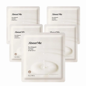 About Me Rice Makgeolli Gel Mask - Hydrating Face Mask with Fermented Rice Wine for Smooth, Bright Skin, Vegan (5 Sheets)