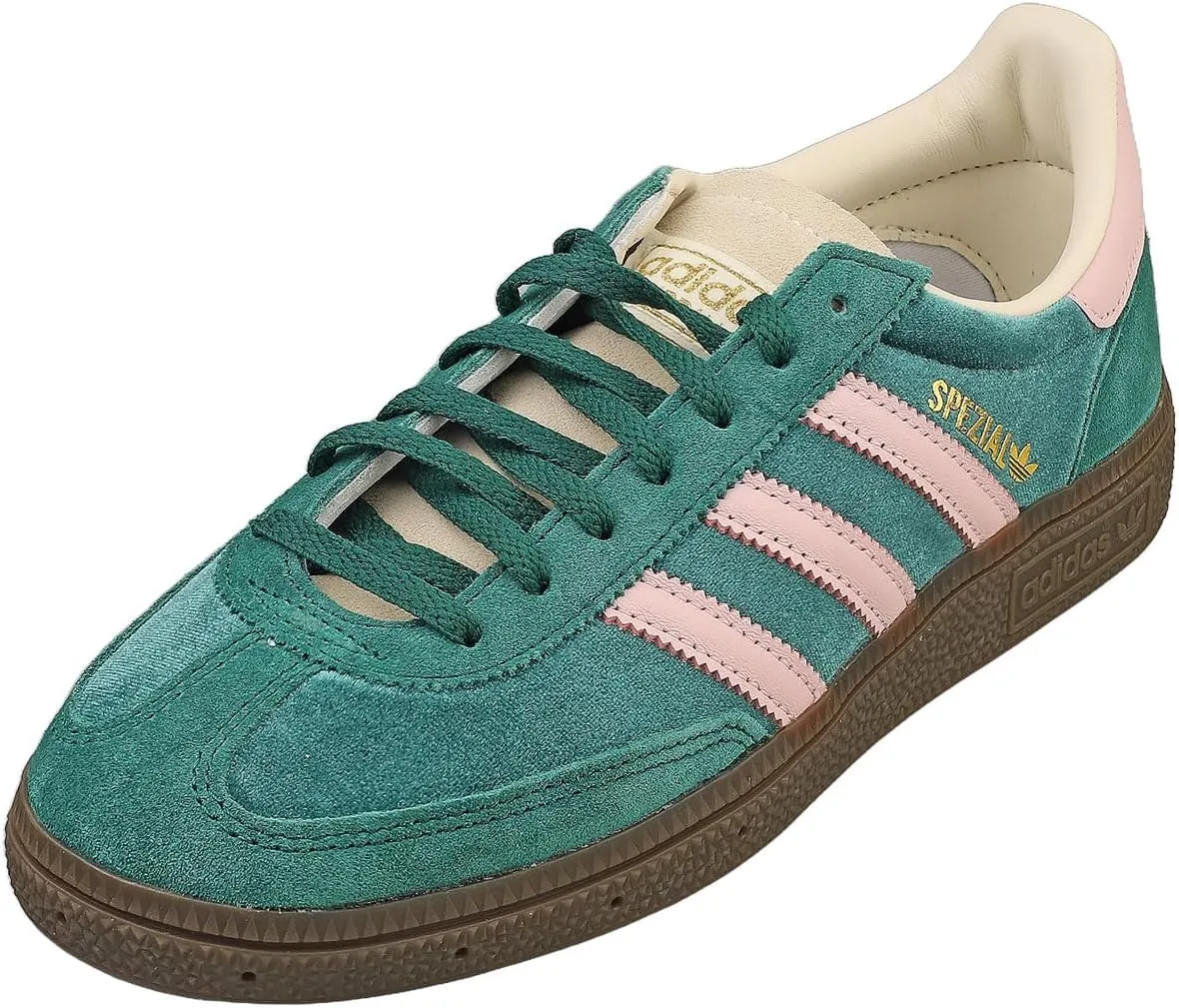 adidas Handball Spezial WMNS Shoes, Collegiate Green/Clear Pink/Cream White, Size 8.5