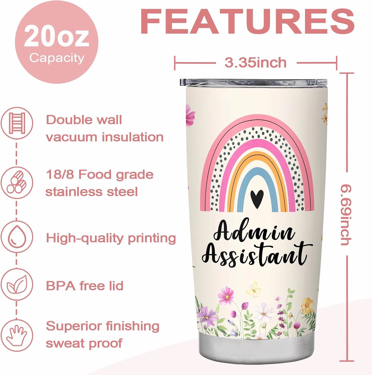 Administrative Assistant Gifts Administrative Professional Day Birthday Retirement Appreciation for Admin Assistant Tumbler Mug Cup 20oz