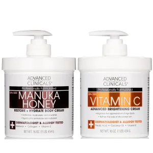 Advanced Clinicals Manuka Honey Hydrating Cream   Vitamin C Brightening Cream Set