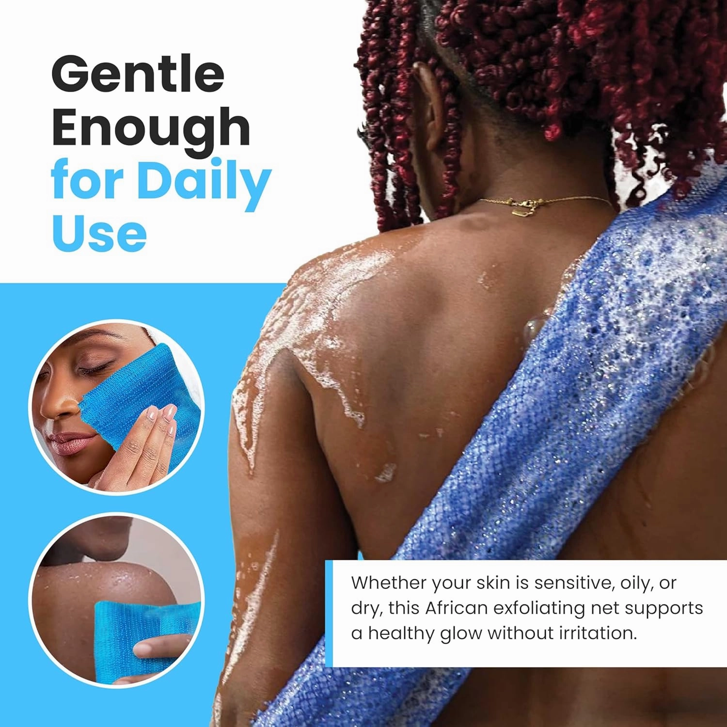 African Exfoliating Nylon Mesh Washcloth Sponge, Sapo Sponge, Body Scrub, Bath Sponge Net, Exfoliator, Extra Long Premium Bath Net Sponge (Dark Red)