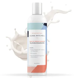 Alana Mitchell OC Cream Cleaner – All Natural Face Wash - Daily Face Cleaner w/Coconut Oil & Aloe - Gentle Face Wash for Acne, Oil Control – Facial Cleaner for All Skin Types (8 oz)
