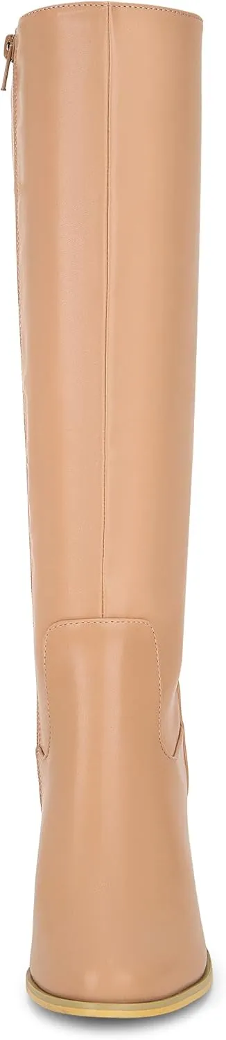 Allegra K Women's Round Toe Block Heeled Knee High Boots