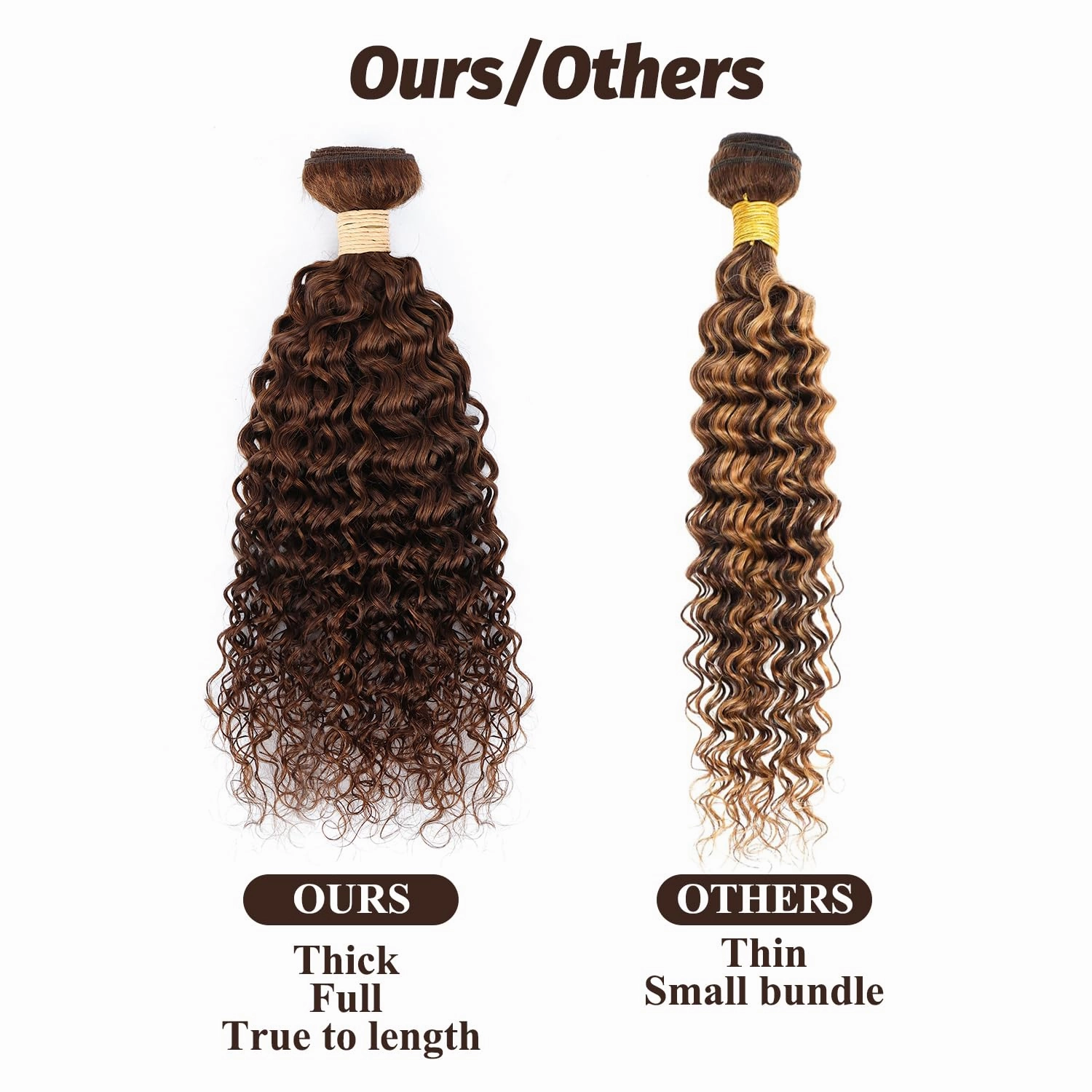 ALLRUN Brown Human Hair Bundles Curly 4 Bundles Curly Wave Chocolate Brown Human Hair Unprocessed Brazilian Remy Hair Extensions 4# Color 12 14 16 16 Inch