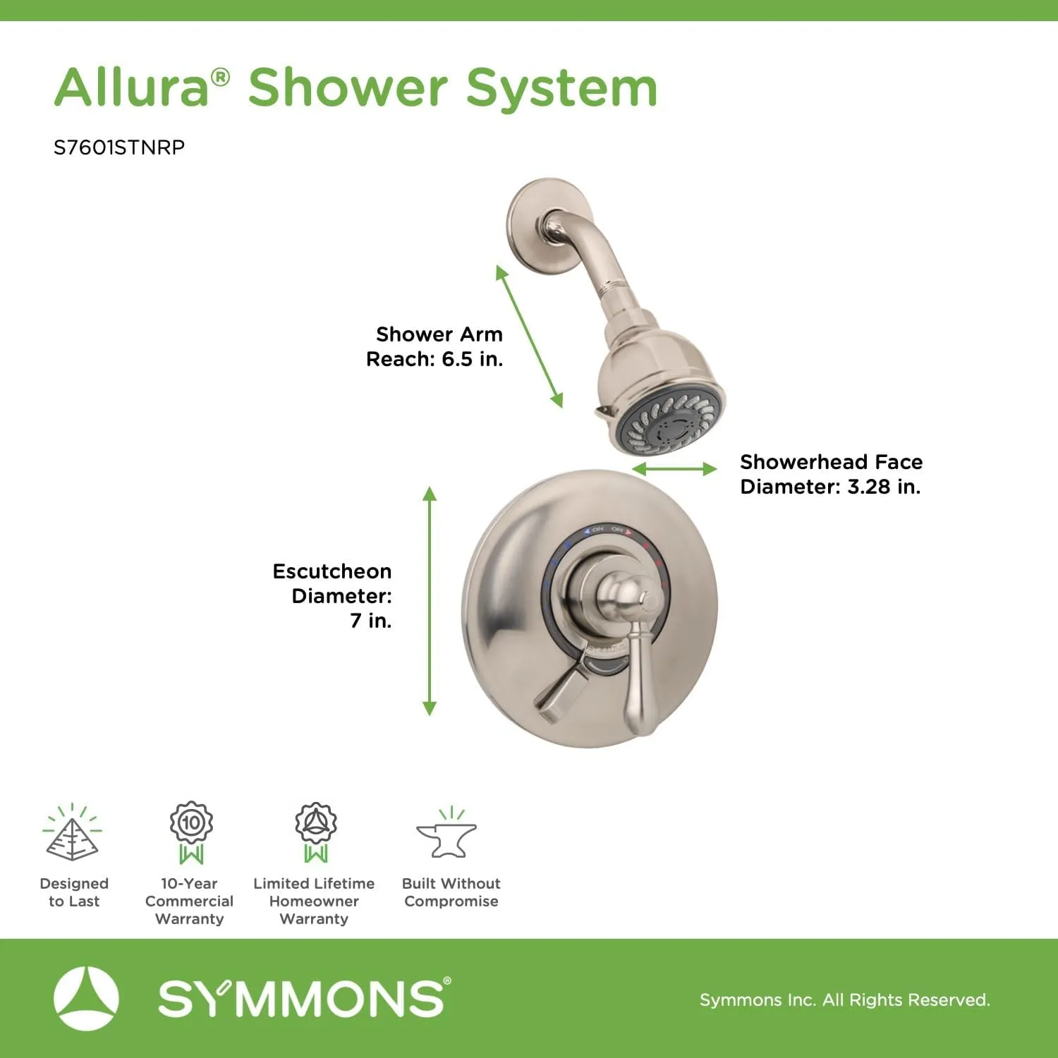 Allura Single Handle 2-Spray Shower System with VersaFlex™ Integral Diverter in Satin Nickel (Valve Included)