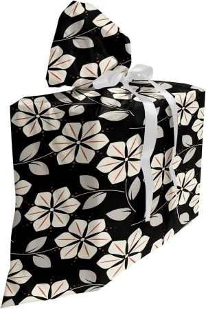 Ambesonne Flower Gift Bag, Leaves and Stalks on Dark Toned Background Simplistic Nature, Fabric Party Favor Pouch with 3 Ribbons, 27, Cream Burnt Orange