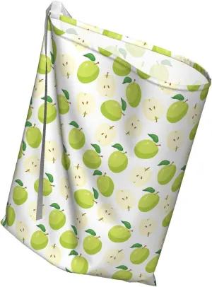 Ambesonne Fruits Gift Bag, Cartoon Style Green Stalks Core and Anatomy of an Apple, Fabric Party Favor Pouch with 3 Ribbons, 27, Brown Yellow Green Cream