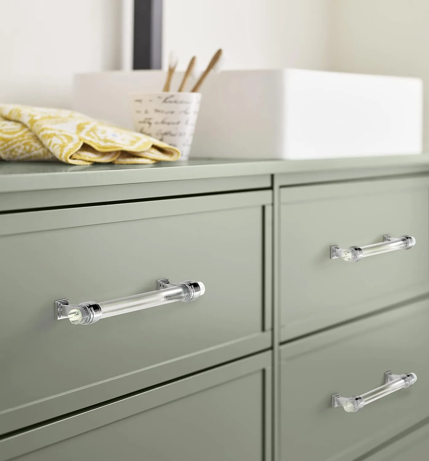 Amerock | Cabinet Pull | Clear/Polished Chrome | 6-5/16 inch (160 mm) Center to Center | Glacio | 1 Pack | Drawer Pull | Drawer Handle | Cabinet Hardware