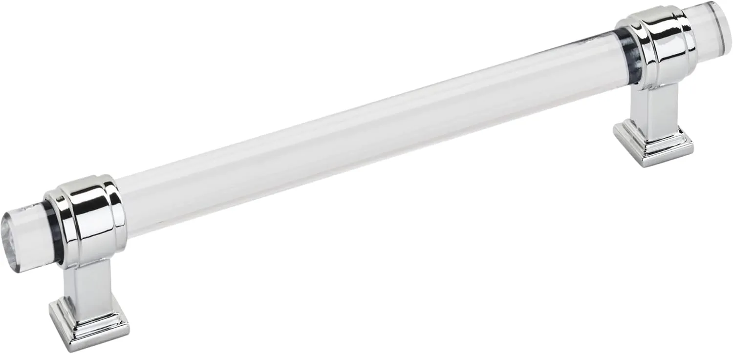 Amerock | Cabinet Pull | Clear/Polished Chrome | 6-5/16 inch (160 mm) Center to Center | Glacio | 1 Pack | Drawer Pull | Drawer Handle | Cabinet Hardware