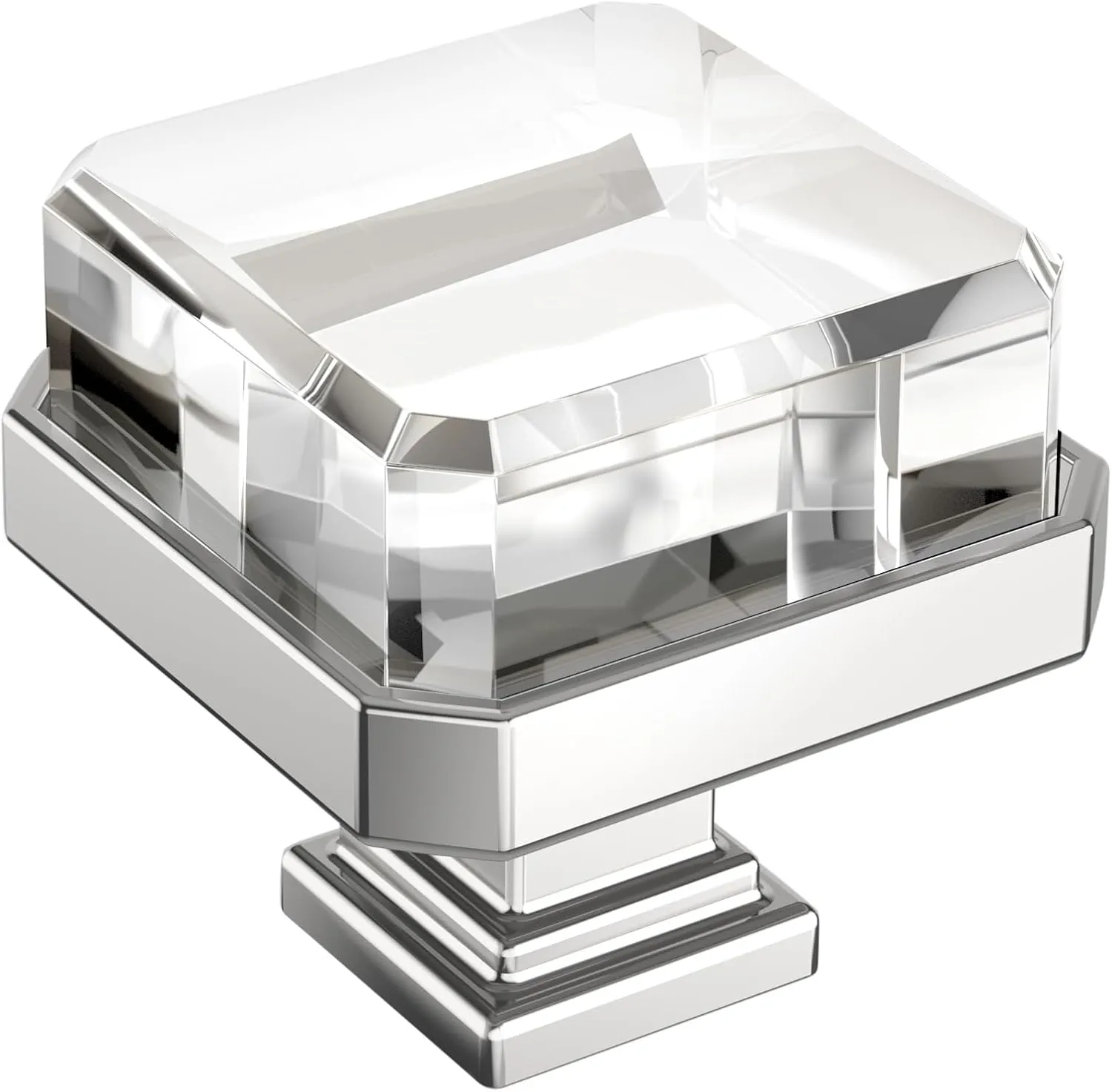 Amerock Glacio 1-3/8 inch (35mm) Length Clear/Polished Chrome Cabinet Knob, BP36975C26