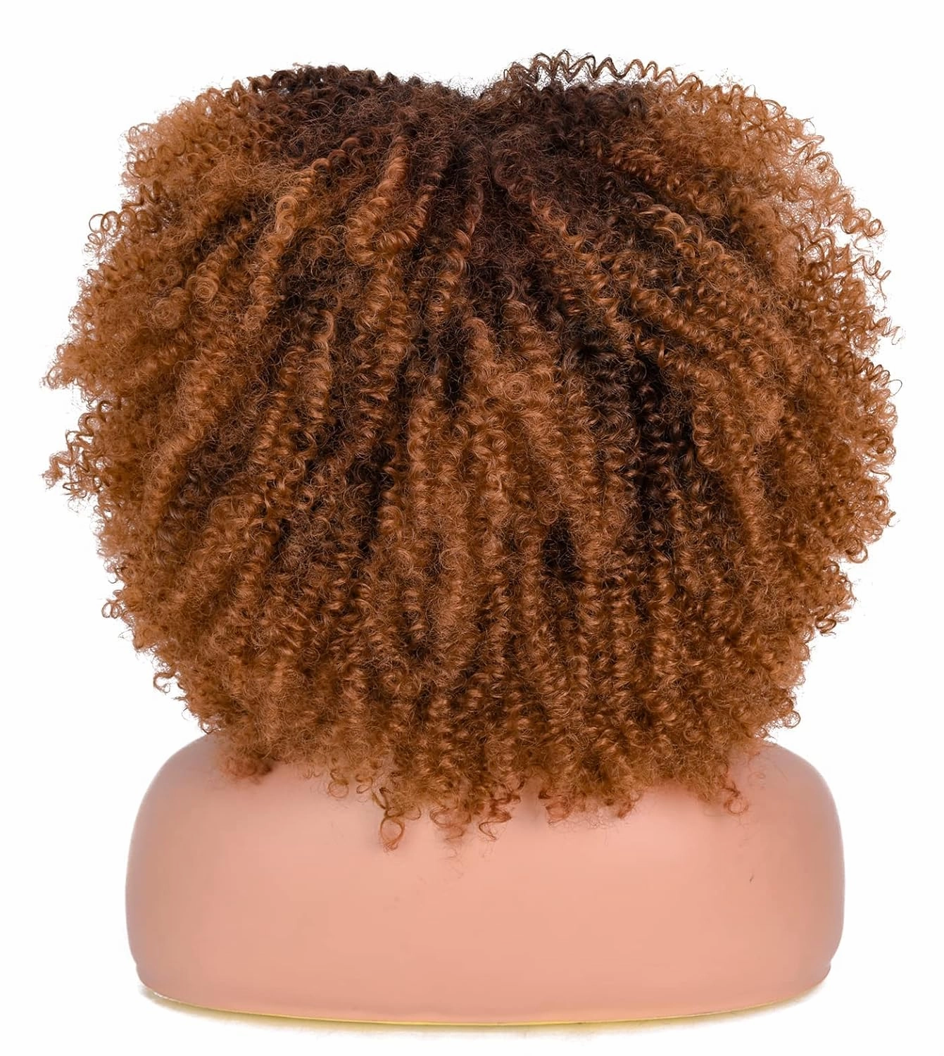 ANNISOUL 14Inch Short Curly Afro Wigs for Black Women Bomb Afro Kinky Curly Wig with Bangs Synthetic Fiber Full Wig(Black to Brown)