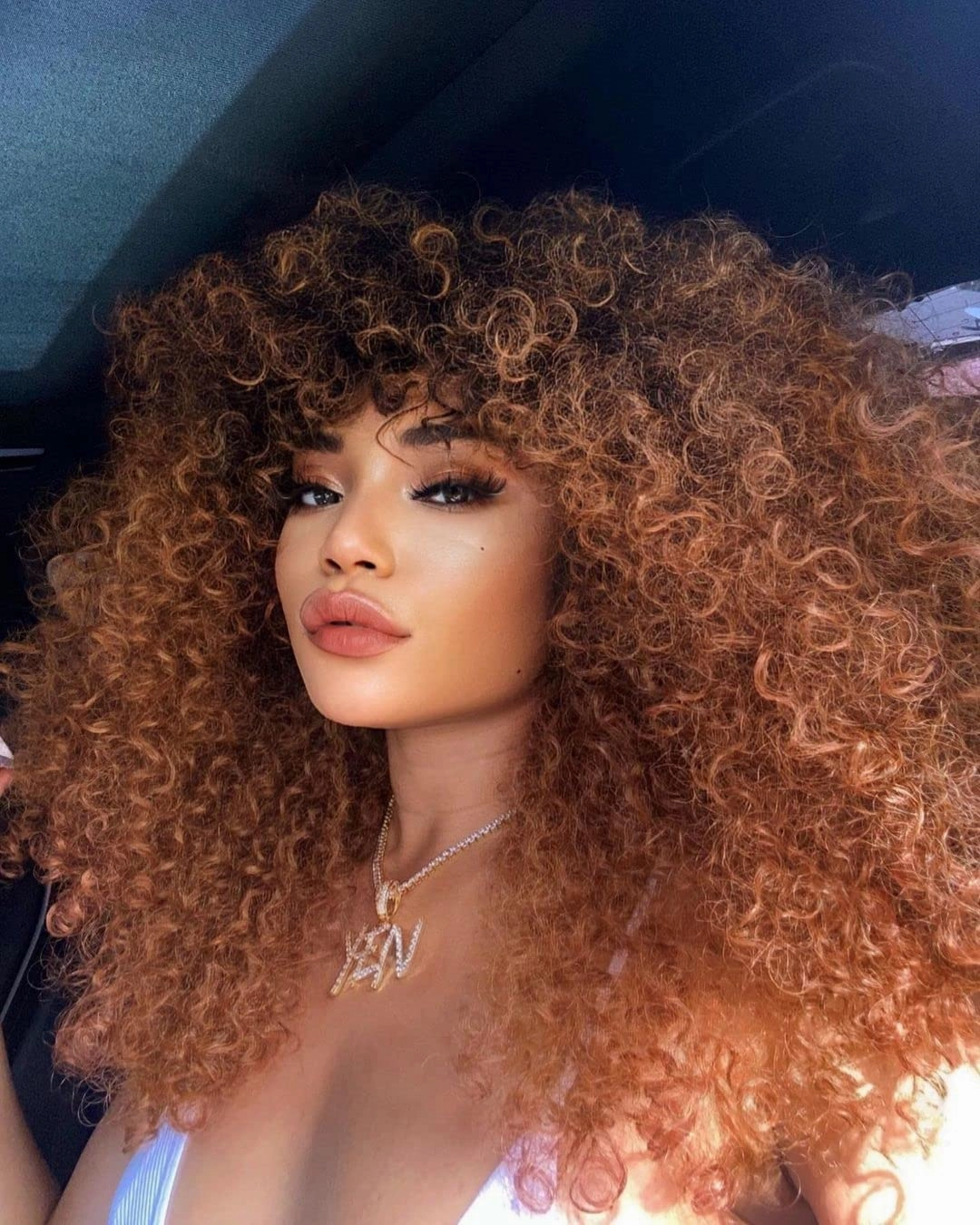 ANNISOUL 16Inch Curly Wigs for Black Women Black to Brown Afro Bomb Curly Wig with Bangs Synthetic Fiber Glueless Long Kinky Curly Hair