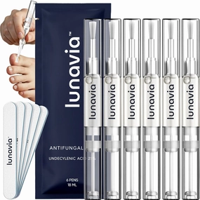 Antifungal Pen – 25% Undecylenic Acid, Toenail Fungus Treatment Extra Strength, Nail Renewal, Tea Tree Oil, Clove Bud Oil, Aloe Vera, and Vitamin E- 6 Pack, Twist Pen Activator, Made in USA
