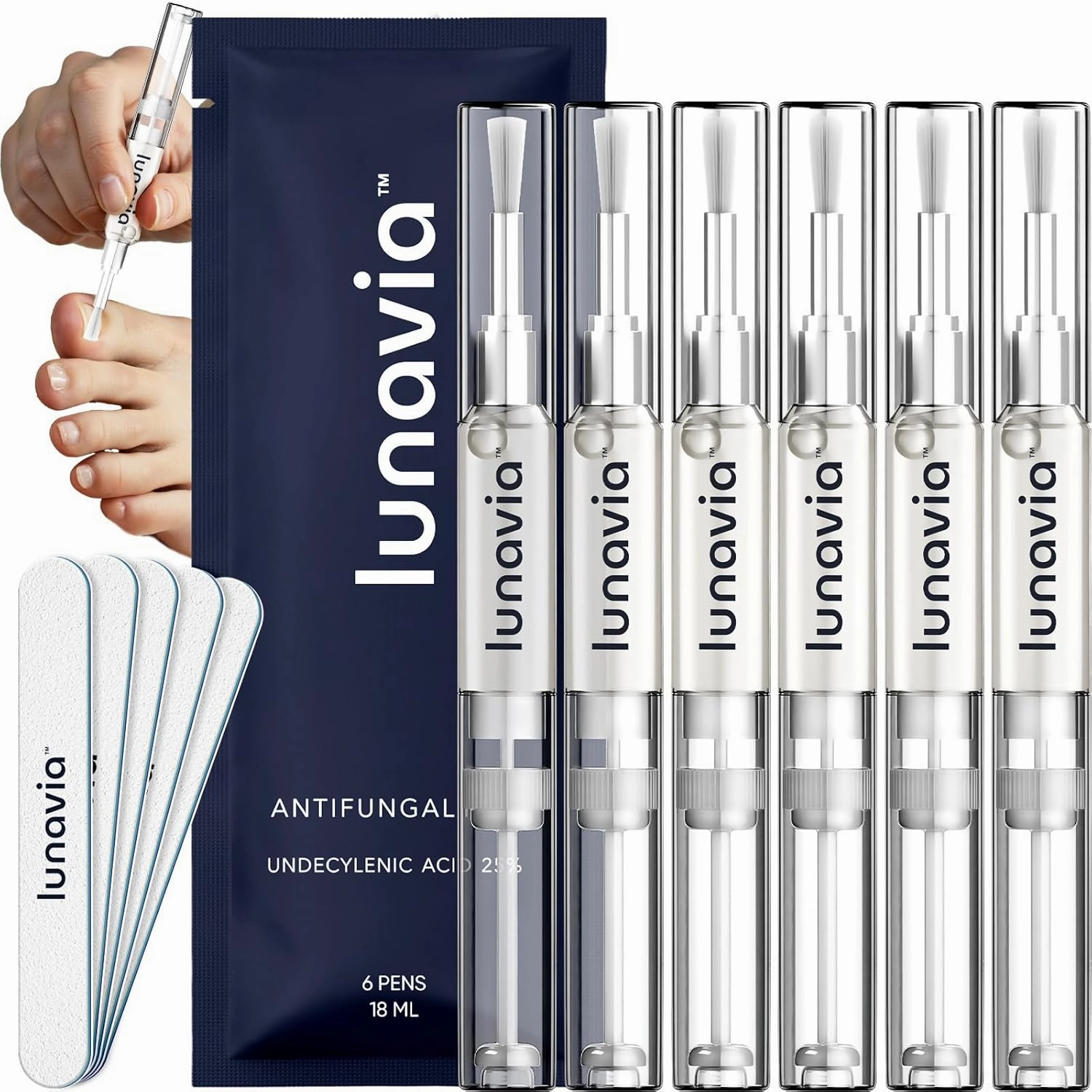 Antifungal Pen – 25% Undecylenic Acid, Toenail Fungus Treatment Extra Strength, Nail Renewal, Tea Tree Oil, Clove Bud Oil, Aloe Vera, and Vitamin E- 6 Pack, Twist Pen Activator, Made in USA