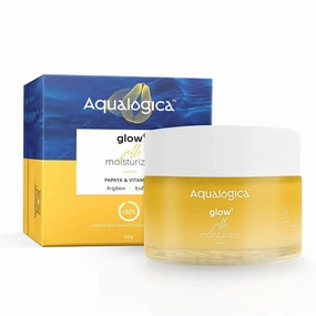 Aqua.logica Glow  Jello Moisturiser with Vitamin C & Papaya for Illuminating Moisturization, Non Sticky & Skin Hydration for Men & Women - For Normal, Dry & Combination Skin -50g