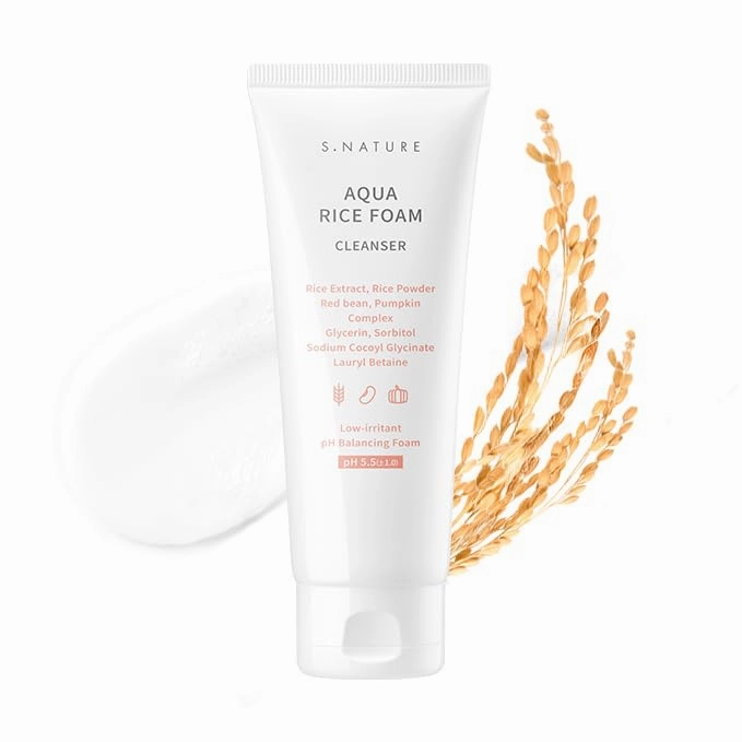 AQUA RICE FOAM CLEANSER | Facial Cleanser, Rice Extract Rice Powder Cleanser with Mild Cleansing, Glycerin,Vegan, Face Wash, Korean Skincareㅣ 160ml 5.4 Fl Oz