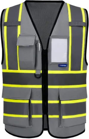 AYKRM 11 color High Vis Reflective Safety Vest for Women Men Security Pocket Zipper