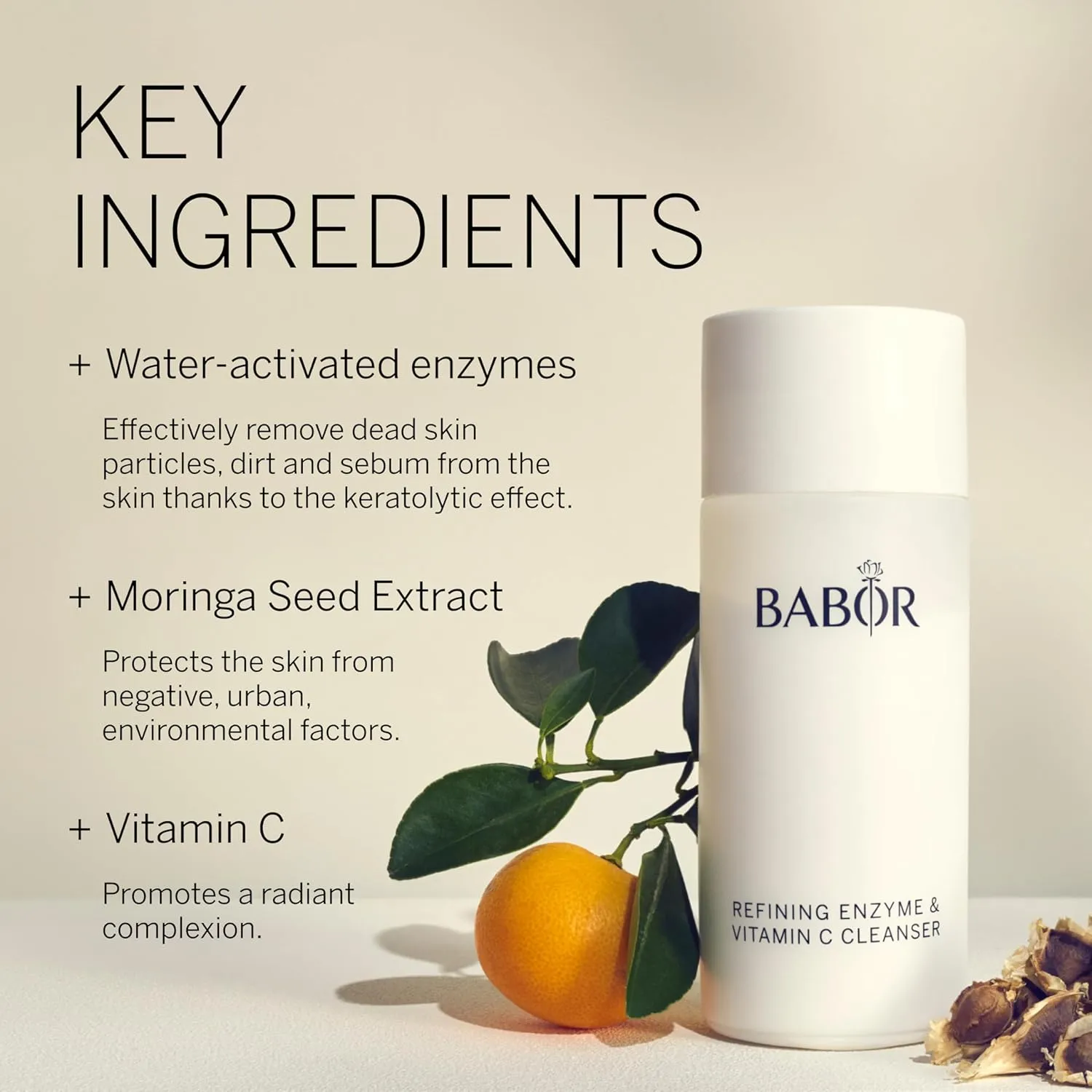 BABOR Refining Enzyme & Vitamin C Cleanser, Enzyme Powder Cleanser, Exfoliating Face Wash Polish, Gentle Facial Scrub to Brighten and Even Complexion