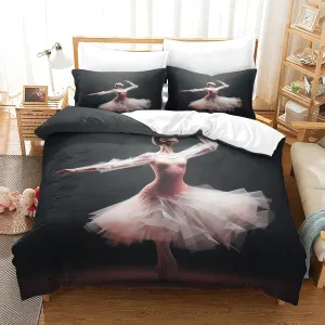 Ballerinas Comfortable Duvet Cover Set Luxe Ballets Quilt Cover Set Hidden Zipper with Pillowcases Comforter Cover Soft Microfiber Washable Bedding Set Twin（173x218cm）