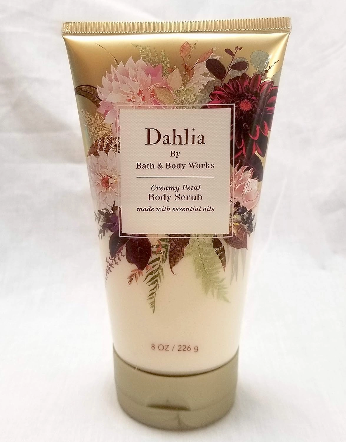 Bath and Body Works Full Size Body Care w/Essential Oils New Fall 2020 Scent - Dahlia - Creamy Petal Body Scrub - 8 oz