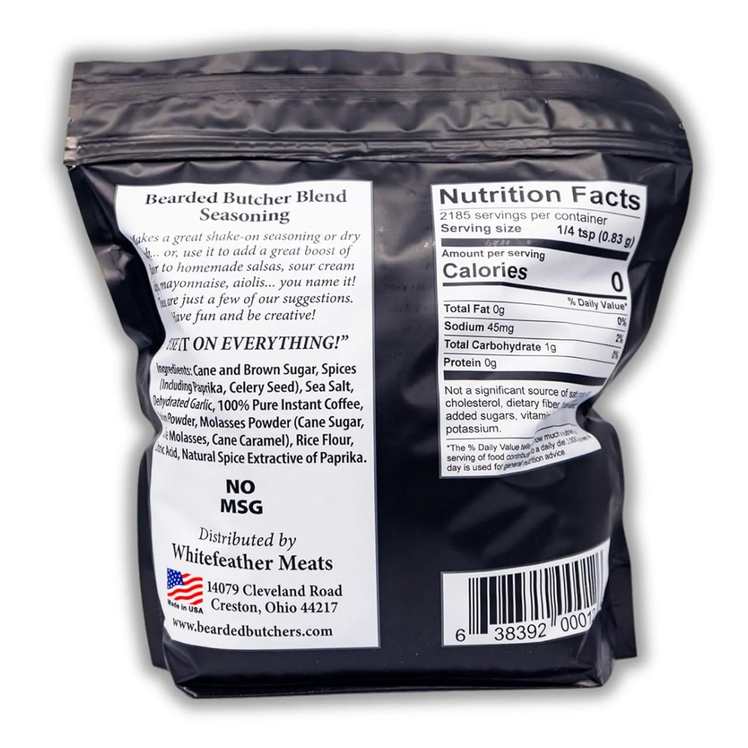 Bearded Butchers Black Blend Seasoning, 64 oz Bag (4 lbs) – Coffee & Molasses Flavor for Steaks, Burgers, Brisket, Roasts, Game Meats – Gluten-Free, No MSG, Low Calorie, Rich, Versatile Seasoning