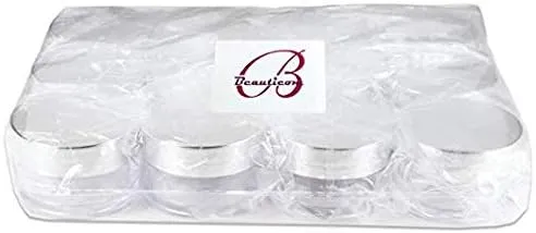 Beauticom 20g/20ml USA Acrylic Round Clear Jars with Lids for Lip Balms, Creams, Make Up, Cosmetics, Samples, Ointments (48 Jars, Metallic Silver)