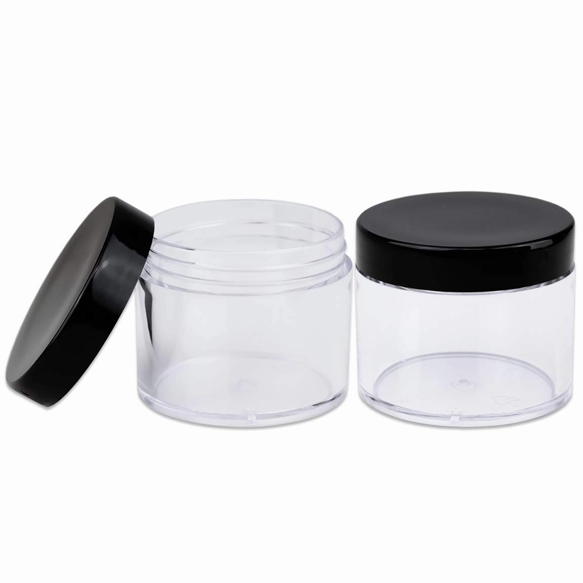 Beauticom 60 Grams/60 ML (2 Oz) Round Clear Leak Proof Plastic Container Jars with Black Lids for Travel Storage Makeup Cosmetic Lotion Scrubs Creams Oils Salves Ointments (384 Jars)