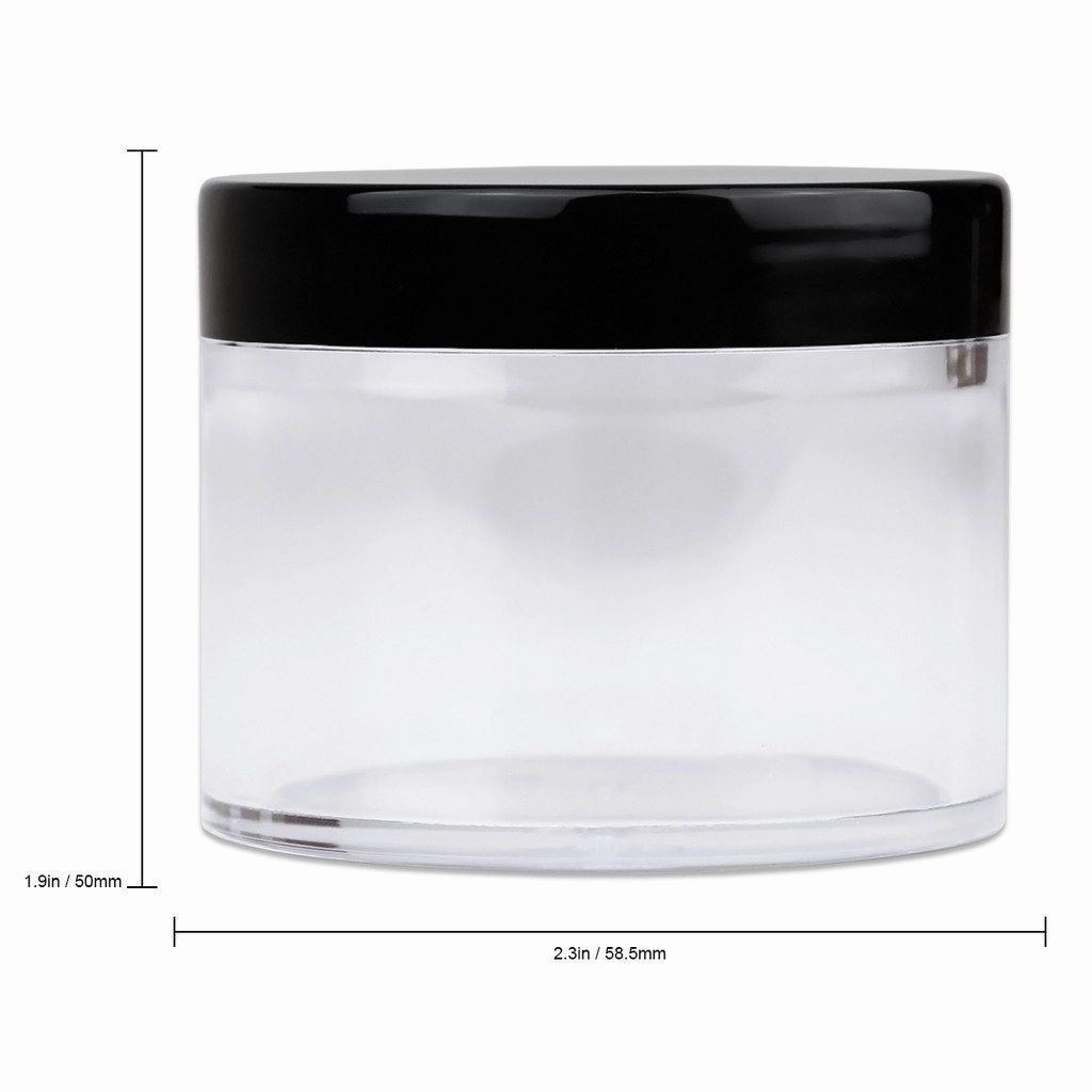 Beauticom 60 Grams/60 ML (2 Oz) Round Clear Leak Proof Plastic Container Jars with Black Lids for Travel Storage Makeup Cosmetic Lotion Scrubs Creams Oils Salves Ointments (384 Jars)